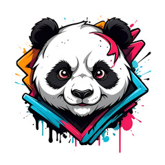 Sticker - A panda bear with a red stripe on its face