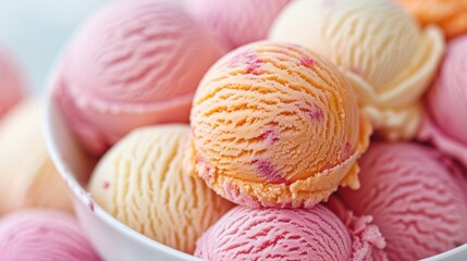 Wall Mural - Juicy multi-colored Ice Cream Balls . Ice cream for the Independence Day of the United States of America