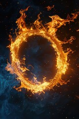 Wall Mural - A circular structure made of flames, with sparks flying outward