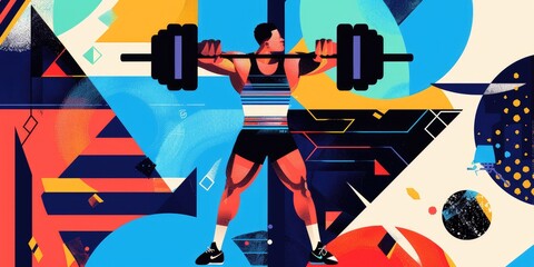 Sticker - Artistic Representation of a Strong Weightlifter