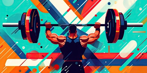 Wall Mural - Artistic Representation of a Strong Weightlifter