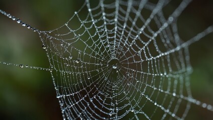 spider web with dew drops