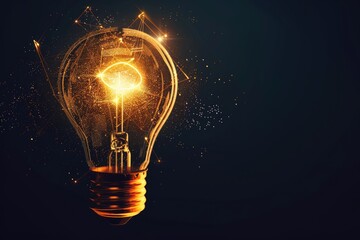 Wall Mural - a glowing light bulb with sparks emanating from the base