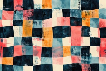 Poster - Abstract art featuring a repeating checkered pattern