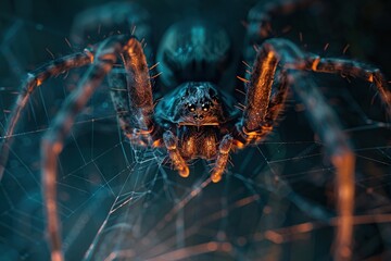 Canvas Print - Close-up of a Spider in its Web