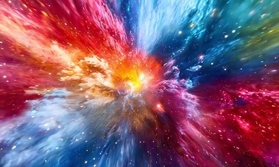 Sticker - Colorful Explosion in Outer Space Nebula with ai generated.
