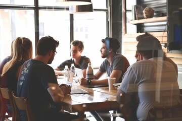 A team meeting in a modern workspace, demonstrating the value of communication and collaboration in business