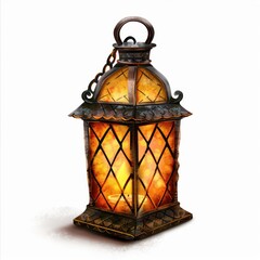 25. Christmas lantern clipart, decoration element, vintage style, warm glow, isolated on white background