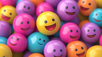 fondo de pelotas coloridas sonriendo fondo divertido y alegre felicidad sibolo de cara feliz caritas felices