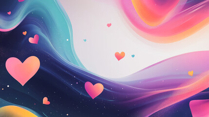 Abstract white background with pastel colorful abstract background overlap layer on dark space with heart decoration. Modern graphic design element motion styl