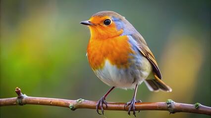 Wall Mural - Bright orange bird with a cheerful expression perched on a branch, orange, bird, cute, colorful, wildlife, tropical, perched, branch