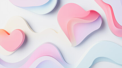 Abstract white background with pastel colorful 3D abstract background overlap layer on dark space with heart decoration. Modern graphic design element motion styl