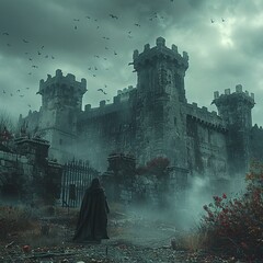 Wall Mural - Mysterious Castle in the Fog