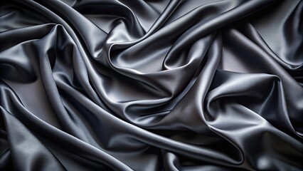 Wall Mural - Smooth black satin fabric with shiny texture and soft folds on dark background , black, satin, fabric, background, smooth, shiny, texture