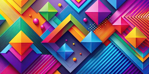 Poster - Abstract geometric background with vibrant colors and dynamic shapes, geometric, abstract, background, colorful, shapes