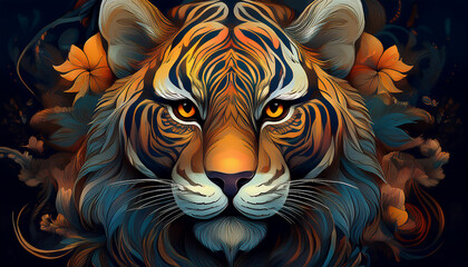 Artistic abstract wallpaper background of isolated patterned tiger