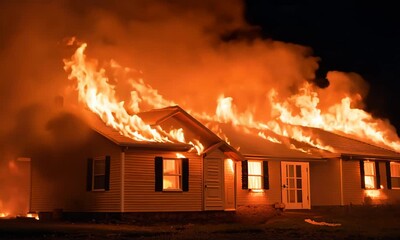 house in flames