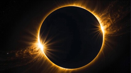 Wall Mural - a solar eclipse with a bright corona. ai.