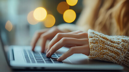 woman typing on a laptop computer at home