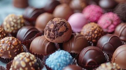 An exquisite chocolate assortment. A set of sweets made of chocolate