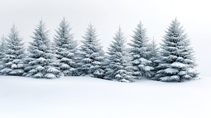 Wall Mural - snow-covered evergreen trees in a winter landscape, with visible timber and serene beauty copy space