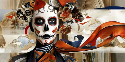 Modern calavera day of the dead concept art