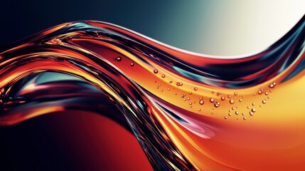 Wall Mural - A colorful, abstract painting of a wave with drops of water on it