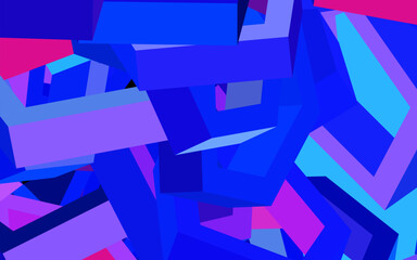 Wall Mural - dark blue, red vector background with set of hexagons.
