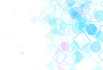 Wall Mural - light blue, green vector backdrop with lines, circles, rhombus.