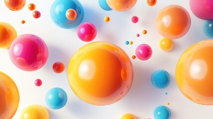 Wall Mural - Colorful Spheres Floating on a White Background