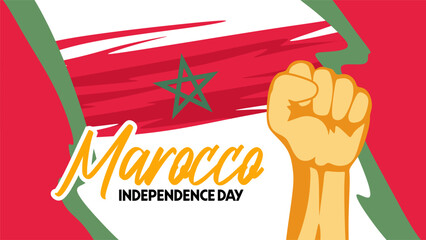 Canvas Print - happy moroccan independence day with moroccan flag