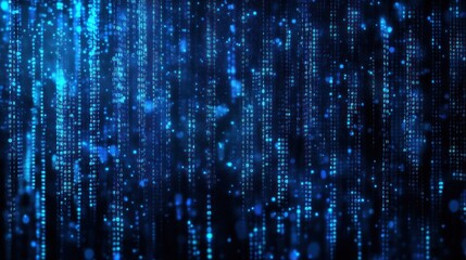 Abstract Blue Digital Code Background with Blurred Lights