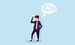 © B Design - Many questions about something Concept of A businessman pondering many issues, raising numerous questions