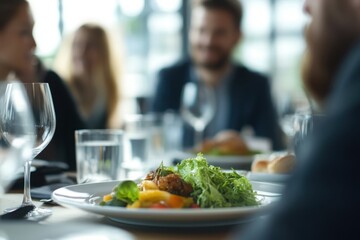 Business Lunch Meeting with Salad