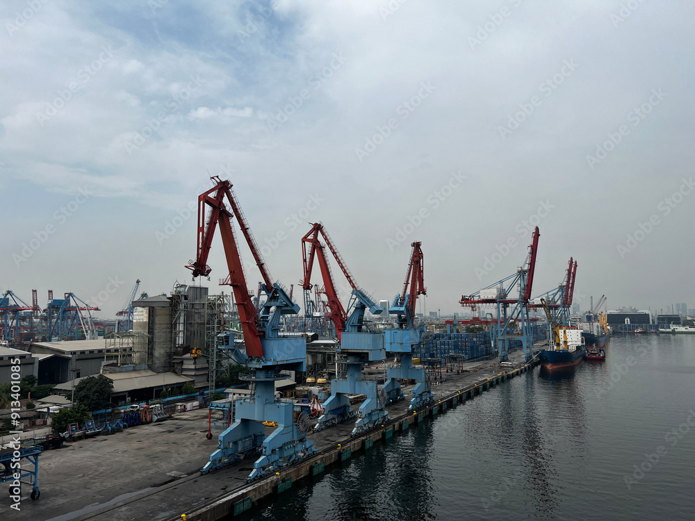 Container Ship Docked In The Port For Loading And Unloading Containers ...