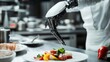 © Dylan - An AI-driven robotic kitchen producing gourmet meals in a high-end restaurant, Culinary style, photo of