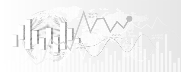 Wall Mural - White background image, technology concept, financial graph, stock market trading data