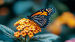 © Your Hand Please - Monarch butterfly perched on a vibrant flower, showcasing its striking orange and black wings. The image symbolizes transformation, beauty, and the fragility of nature