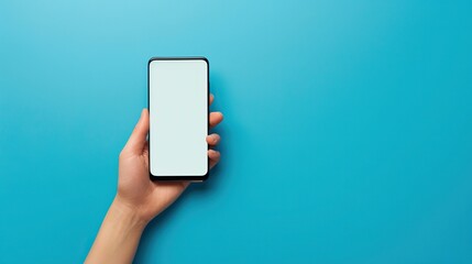 A person's hand displaying a smartphone with an empty screen