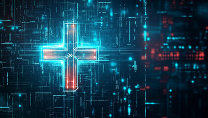 Abstract geometric medical cross shape medicine and science concept background