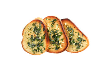 Wall Mural - PNG, Pieces of garlic bread, isolated on white background, top view