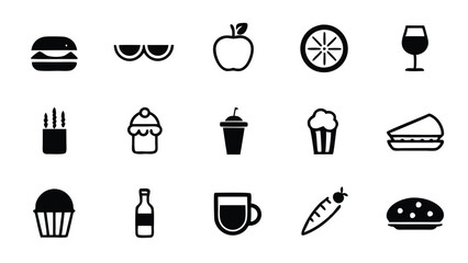 Wall Mural - Set of editable food and drink line icons for commercial use.