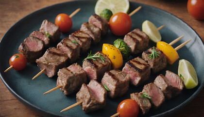 Wall Mural - lamb kebabs on a plate