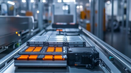 The highperformance and capacity battery manufacturing process involves lithiumion cells for highvoltage electric vehicle batteries on a conveyor catering to the automotive industrys