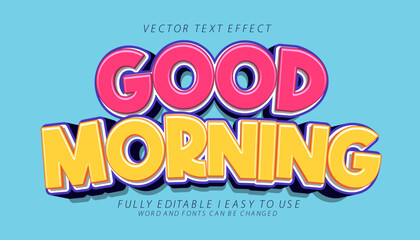 Sticker - 3d editable good morning text effect graphic style template