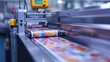 © Humeyra - The new innovative technology of an automatic label printing machine includes a digital control panel for printing on continuous plastic film used for wrapping food product packaging in the