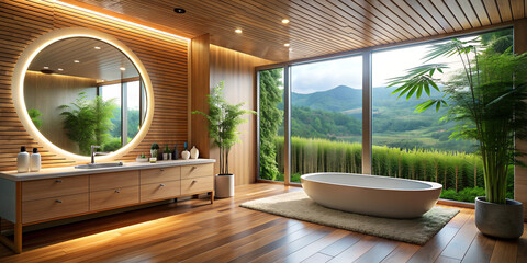 Close-up of a complementing the bathtub, showcasing elegant bathroom interior design and modern design elements provide a balanced blend of functionality.