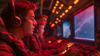 Young Pilot Focused on Control Panel