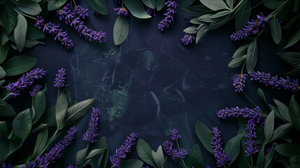 Sticker - Frame of lavender leaves background