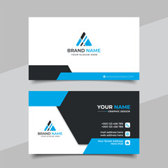 Wall Mural - Creative modern blue business card design, name card corporate visiting card and simple clean template vector design